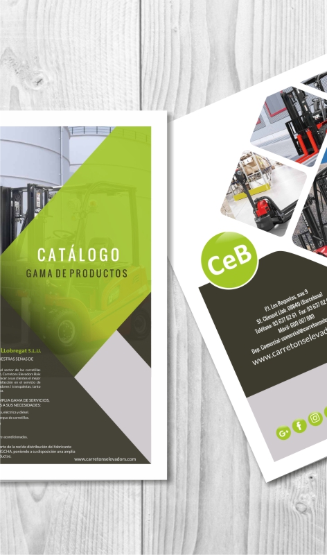 Catálogo de productos, servicios y mantenimiento de carretillas elevadoras (Carretons Elevadors S.L.U.).